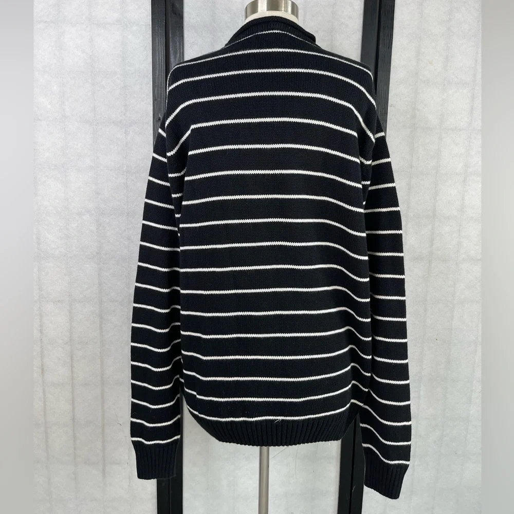 Men's Black and White Striped Sweater